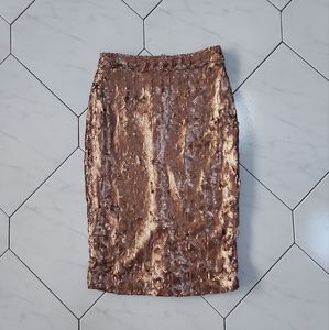Bar III Gold Sequin Midi Skirt Size XS